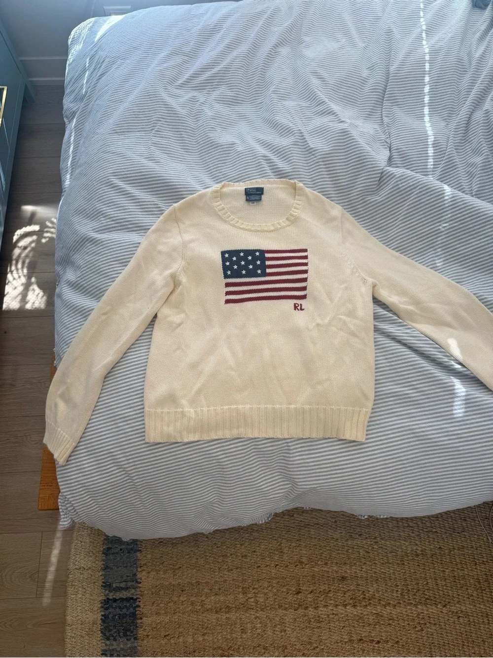 Women’s Ralph Lauren Polo off white cotton flag sweater - Picture 2 of 3